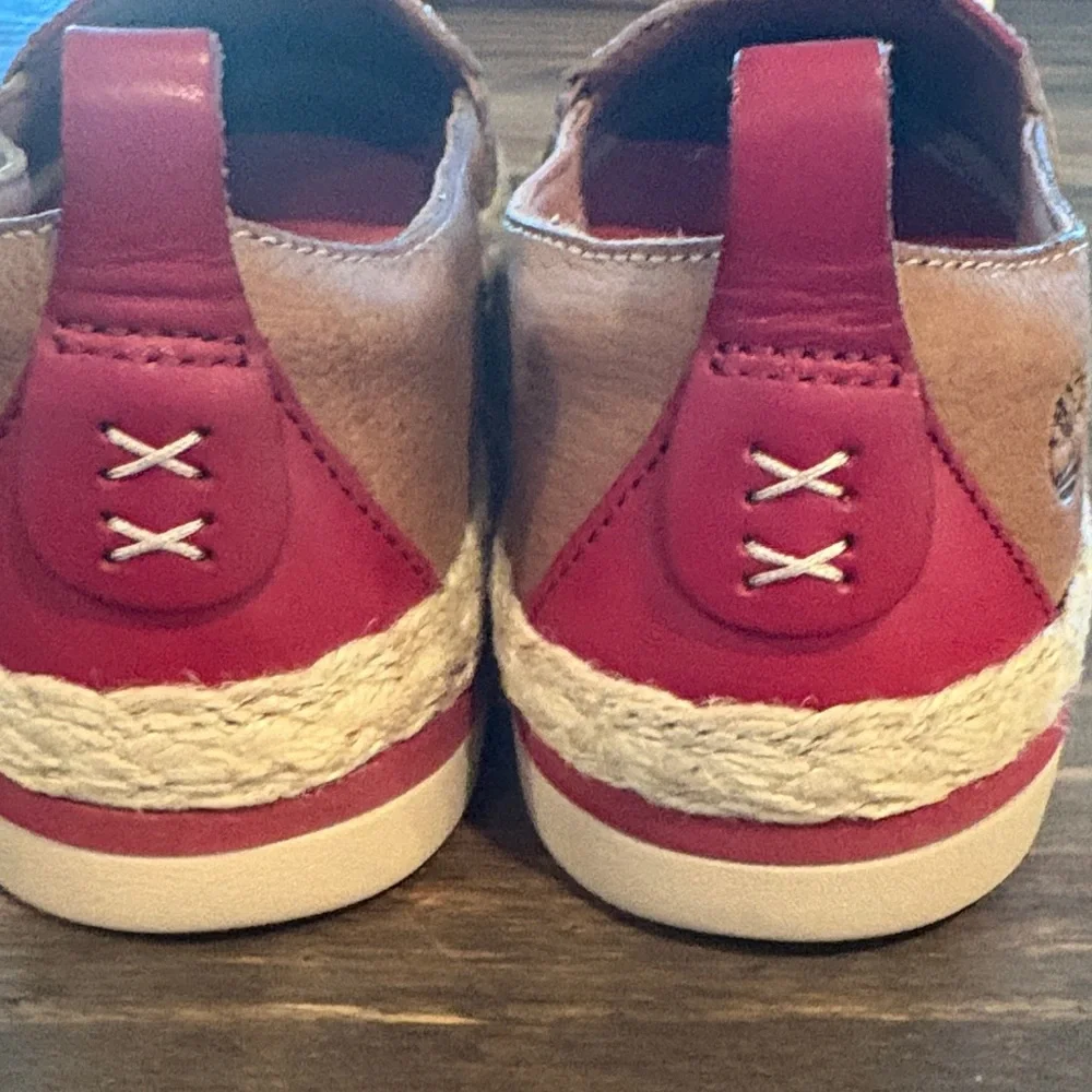 Timberland Tan Slip-On Shoes with Red Accents